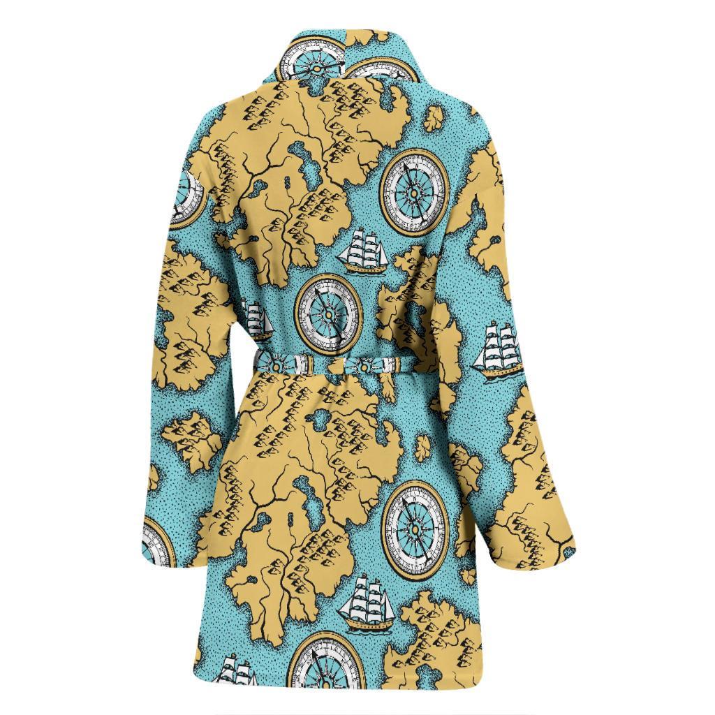 World Map Print Pattern Women Long Robe-grizzshop