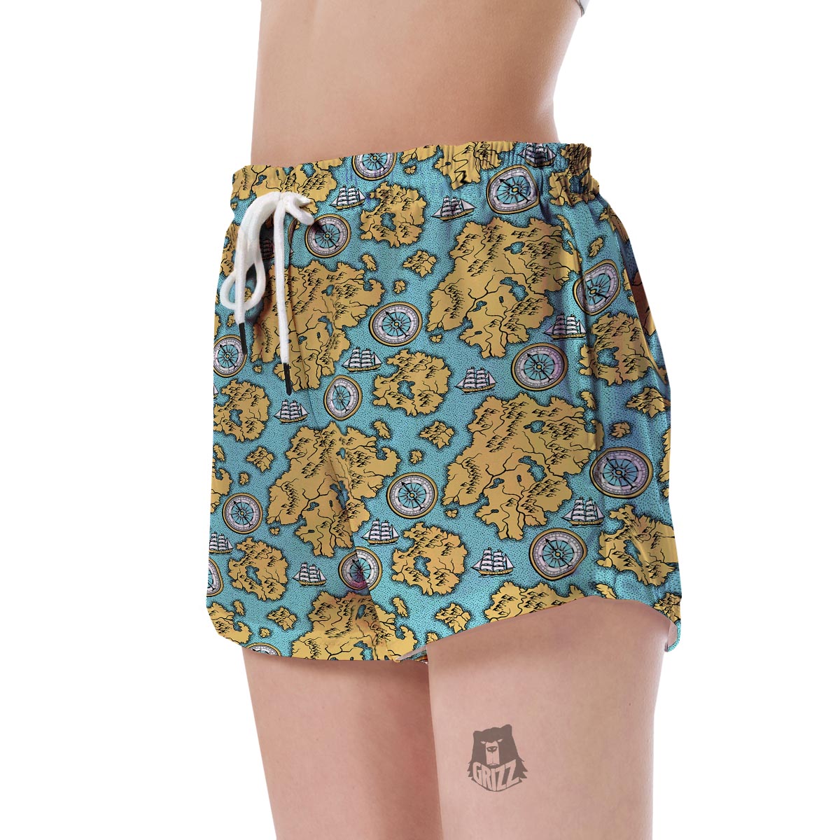 World Map Print Pattern Women's Shorts-grizzshop