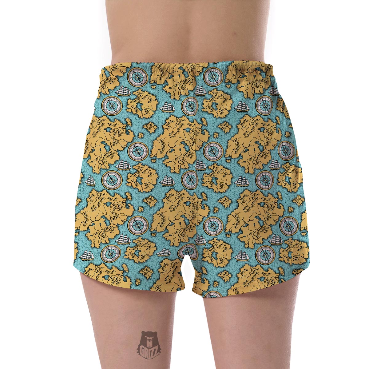 World Map Print Pattern Women's Shorts-grizzshop