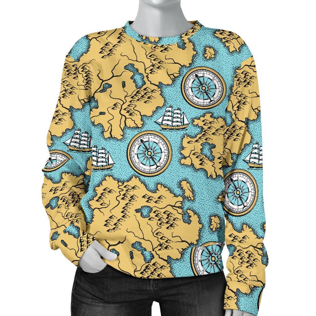 World Map Print Pattern Women's Sweatshirt-grizzshop