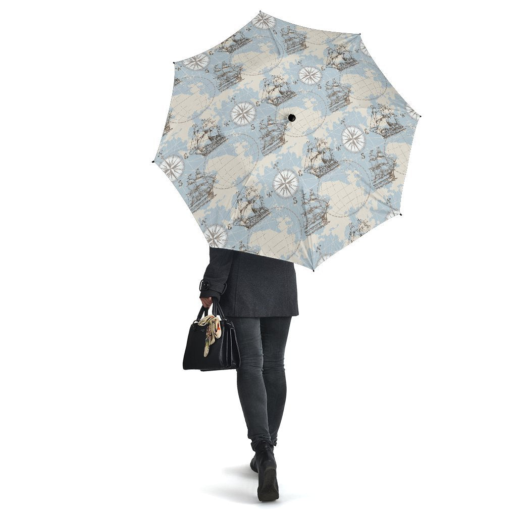 World Print Map Pattern Automatic Foldable Umbrella-grizzshop