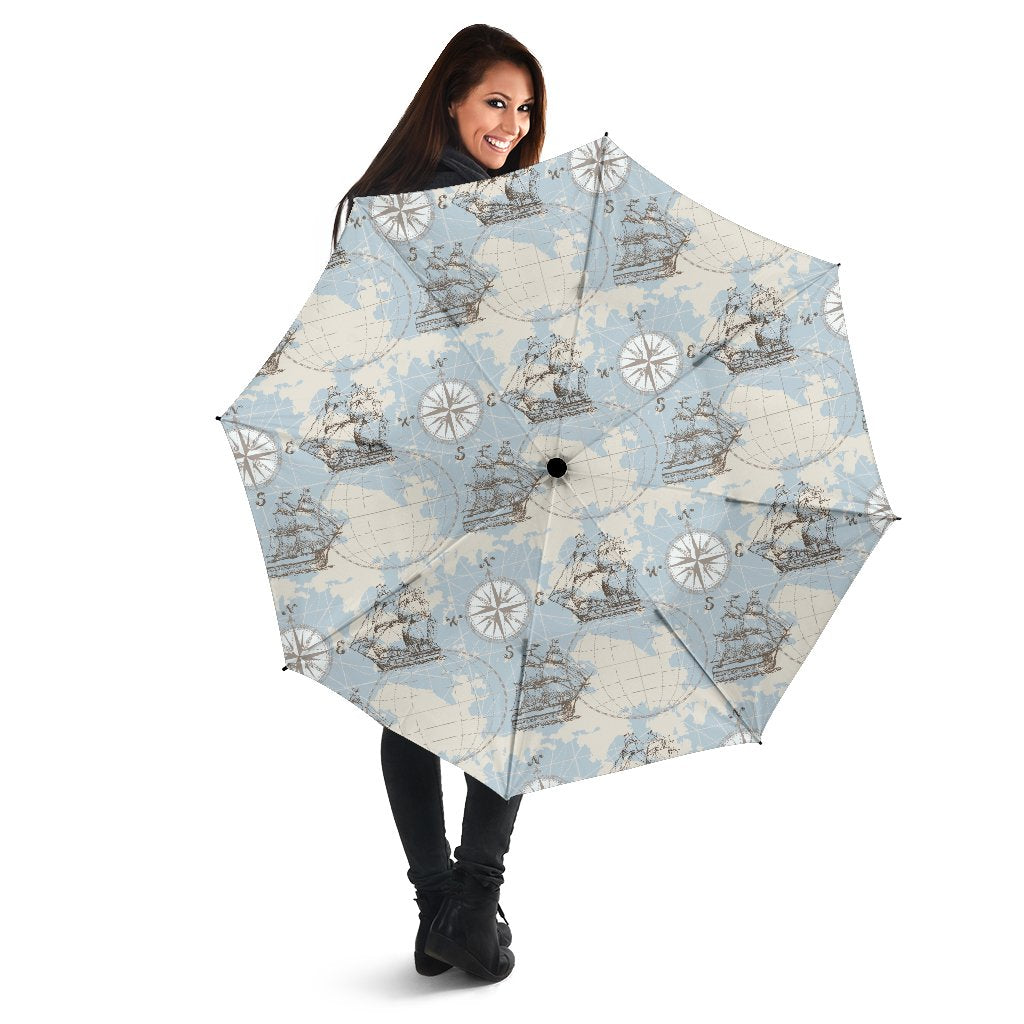 World Print Map Pattern Automatic Foldable Umbrella-grizzshop