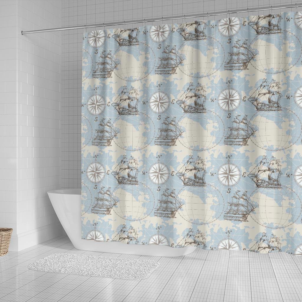 World Print Map Pattern Bathroom Shower Curtain-grizzshop