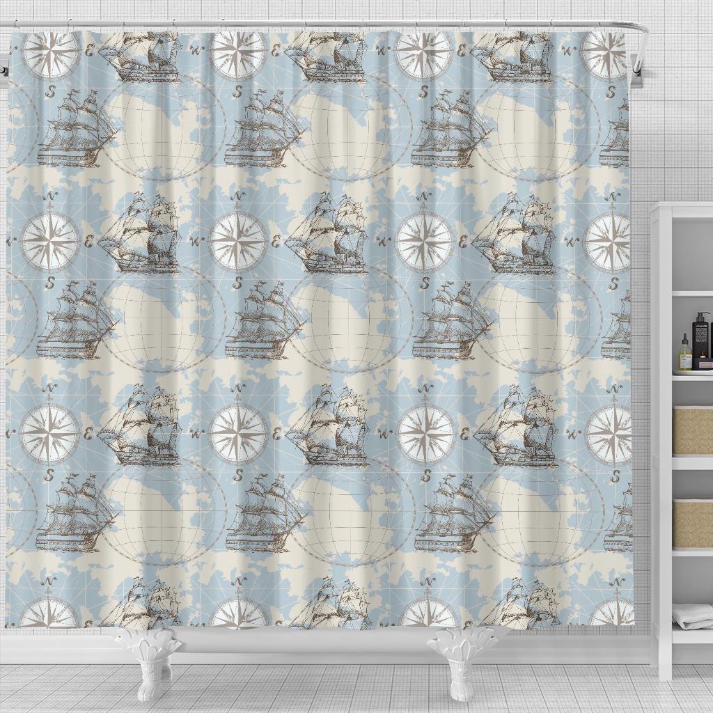 World Print Map Pattern Bathroom Shower Curtain-grizzshop