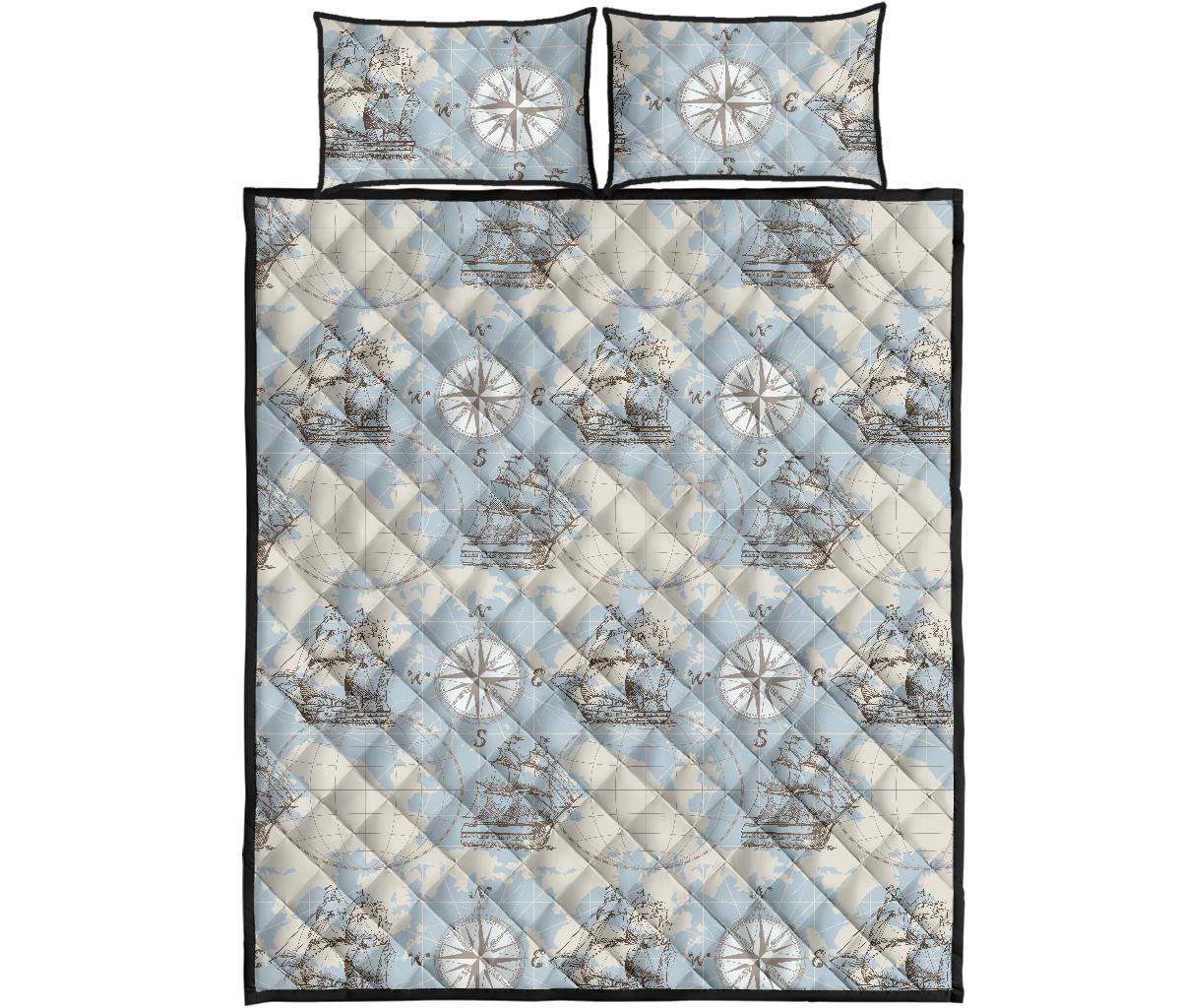 World Print Map Pattern Bed Set Quilt-grizzshop