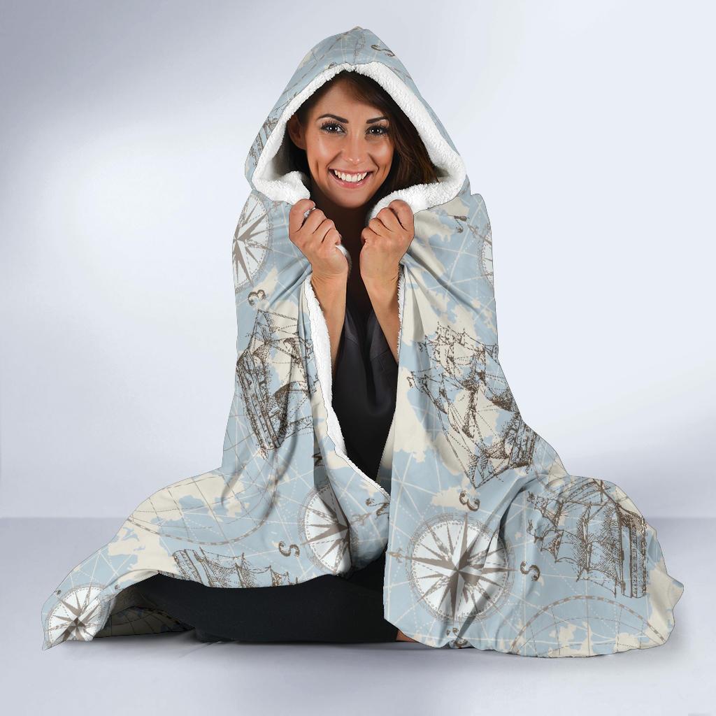 World Print Map Pattern Hooded Blanket-grizzshop