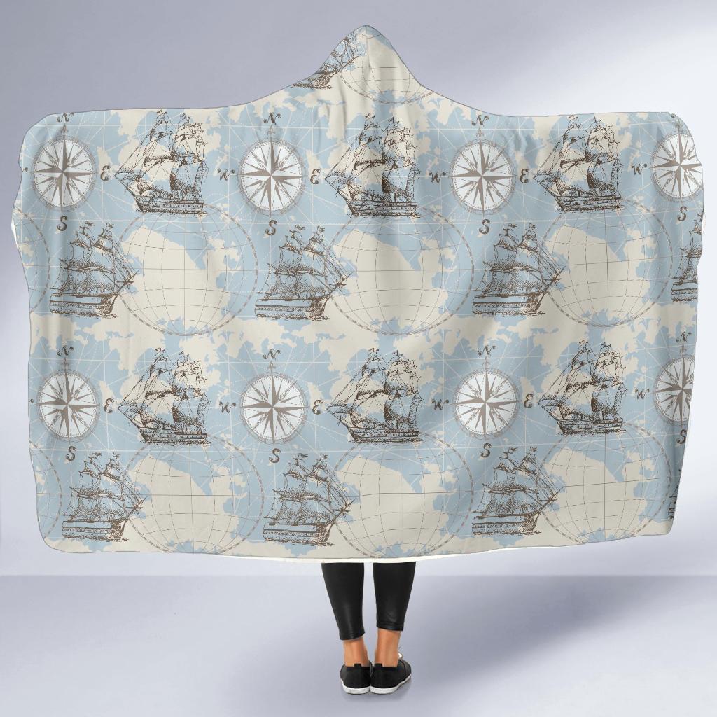 World Print Map Pattern Hooded Blanket-grizzshop