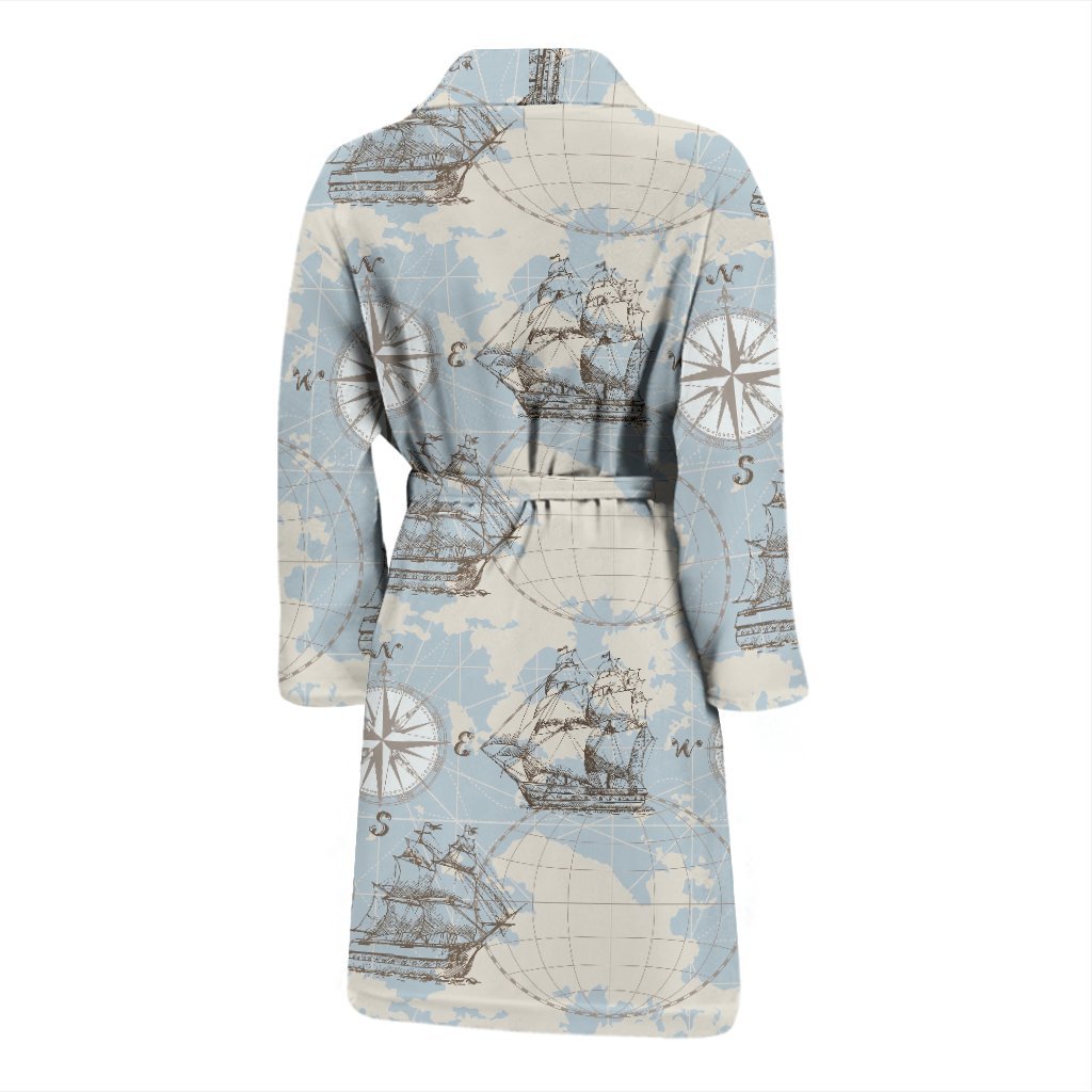 World Print Map Pattern Men Long Robe-grizzshop