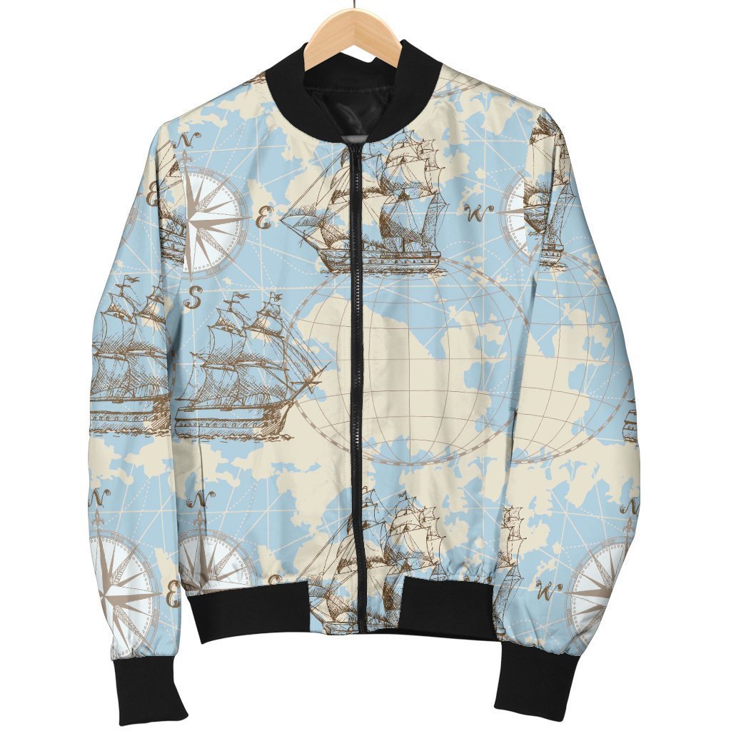 World Print Map Pattern Men's Bomber Jacket-grizzshop