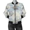 World Print Map Pattern Women Casual Bomber Jacket-grizzshop