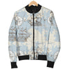 World Print Map Pattern Women Casual Bomber Jacket-grizzshop