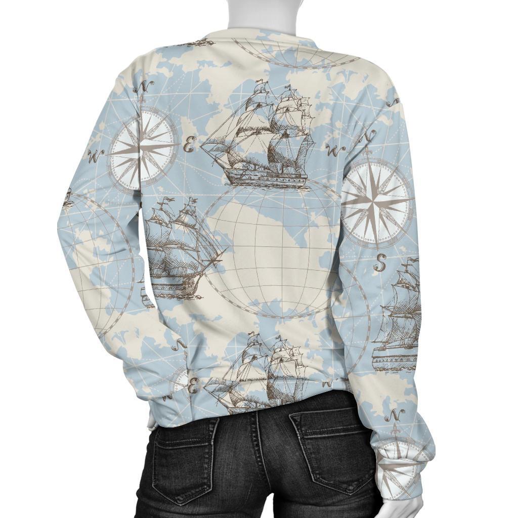 World Print Map Pattern Women's Sweatshirt-grizzshop