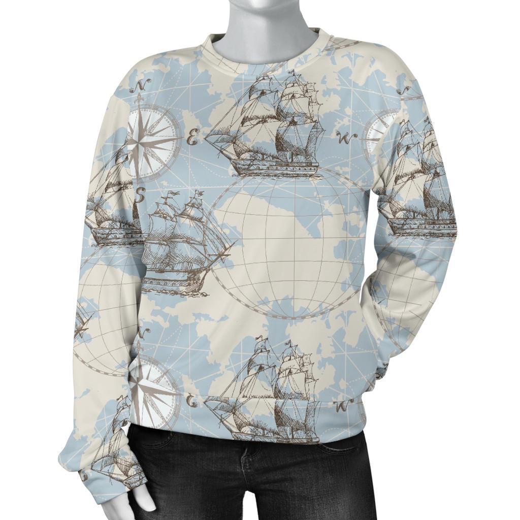 World Print Map Pattern Women's Sweatshirt-grizzshop