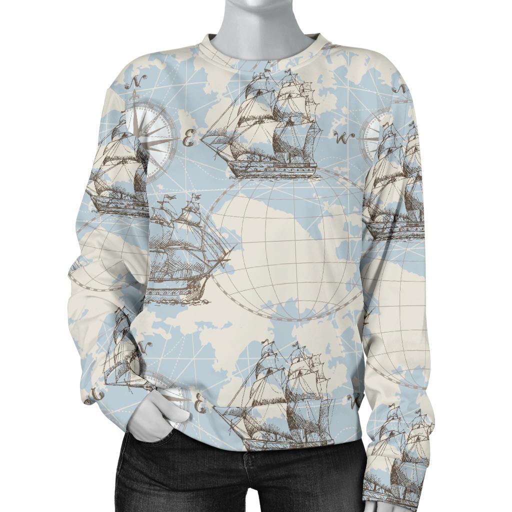 World Print Map Pattern Women's Sweatshirt-grizzshop