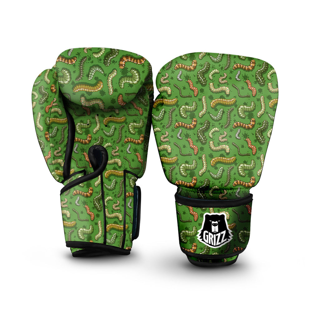Worm Insect Green Print Pattern Boxing Gloves-grizzshop