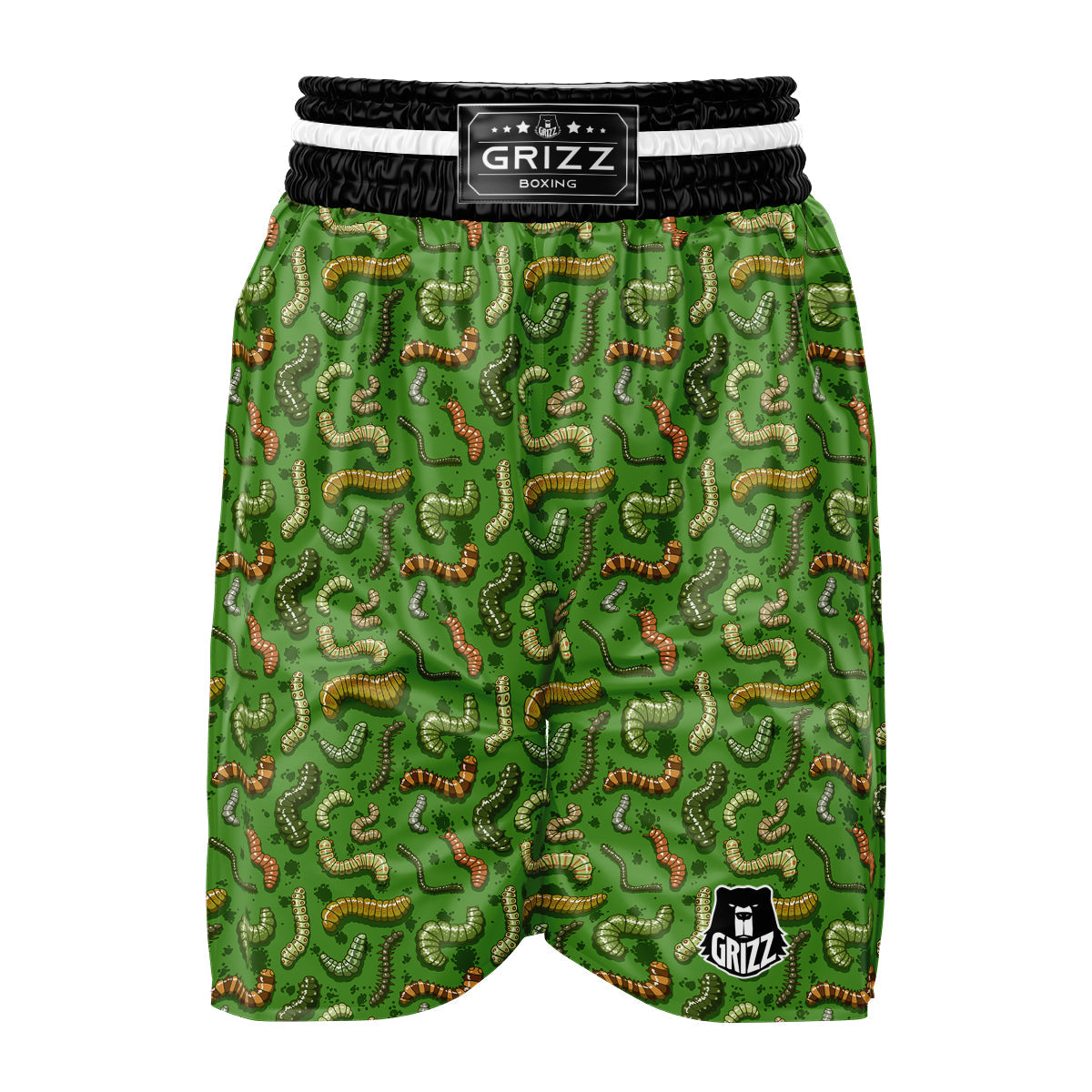 Worm Insect Green Print Pattern Boxing Shorts-grizzshop