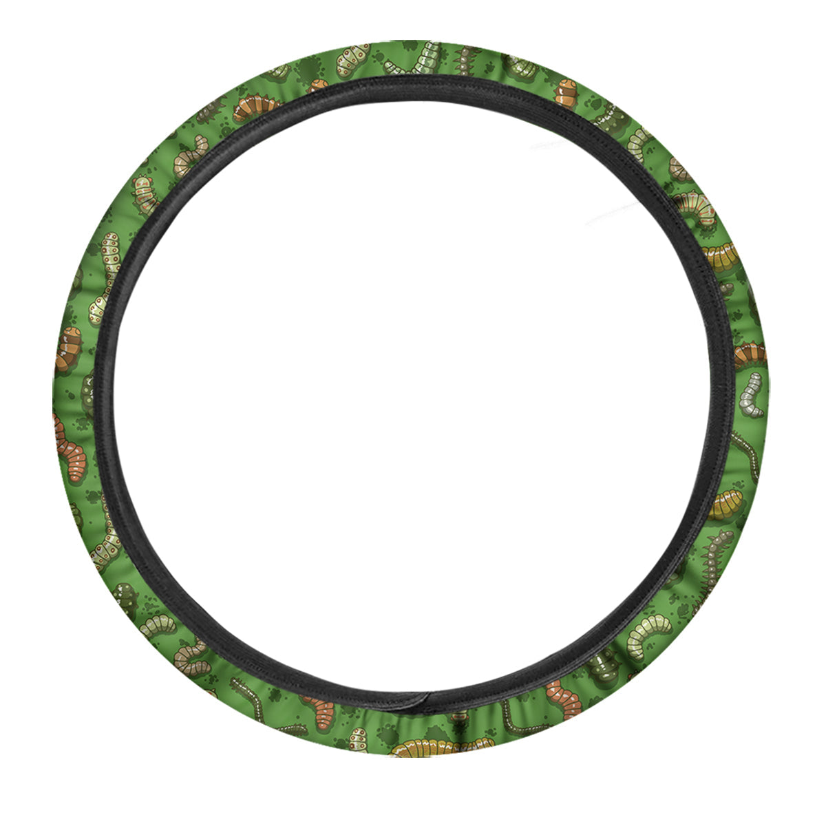 Worm Insect Green Print Pattern Car Steering Wheel Cover-grizzshop