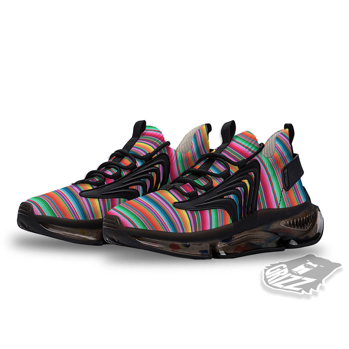 Woven Ethnic Mexican Print Pattern Black Gym Shoes-grizzshop