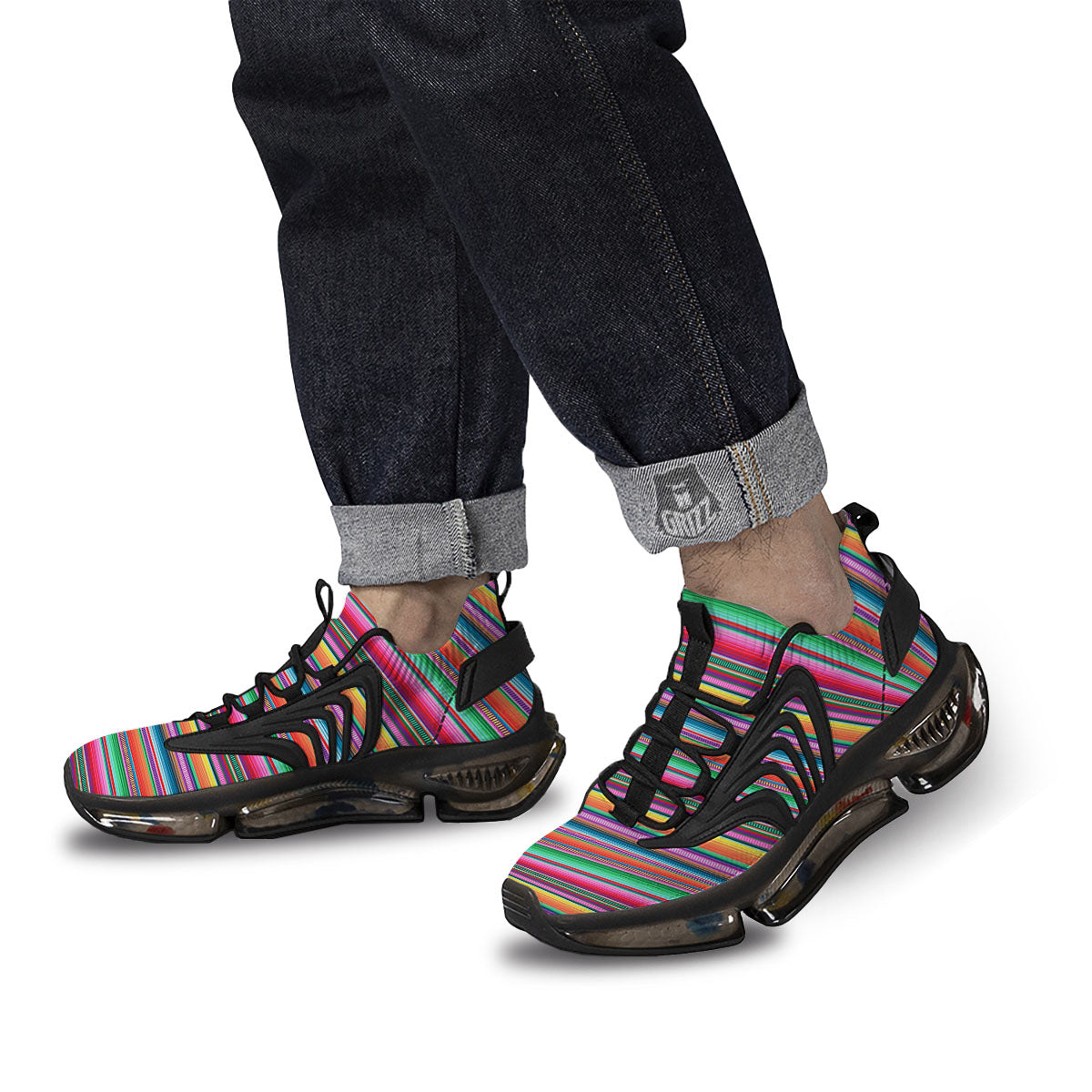Woven Ethnic Mexican Print Pattern Black Gym Shoes-grizzshop
