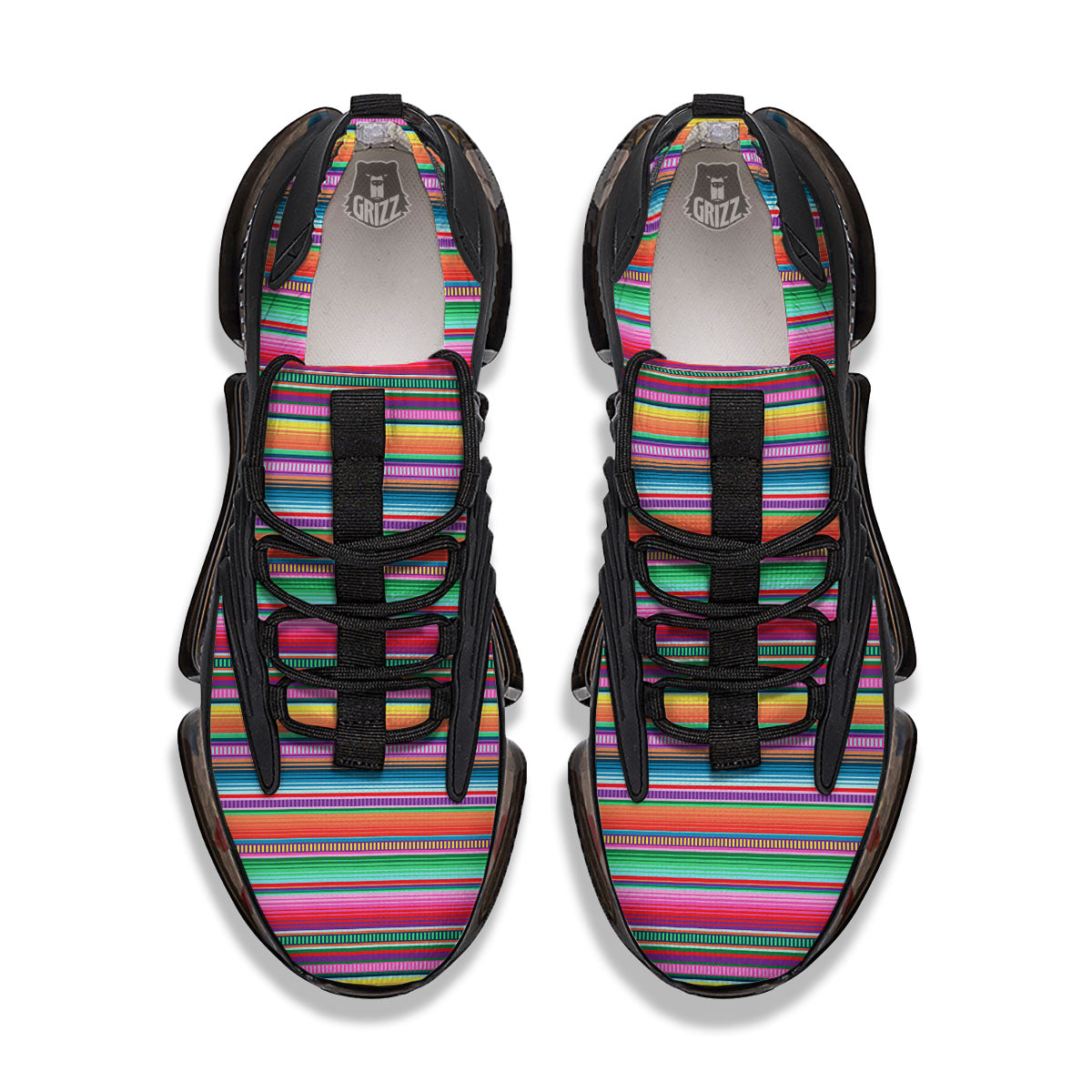 Woven Ethnic Mexican Print Pattern Black Gym Shoes-grizzshop