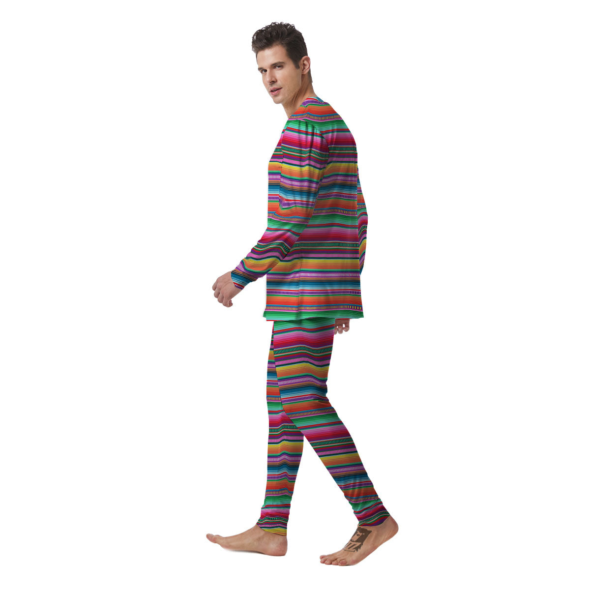 Woven Ethnic Mexican Print Pattern Men's Pajamas-grizzshop