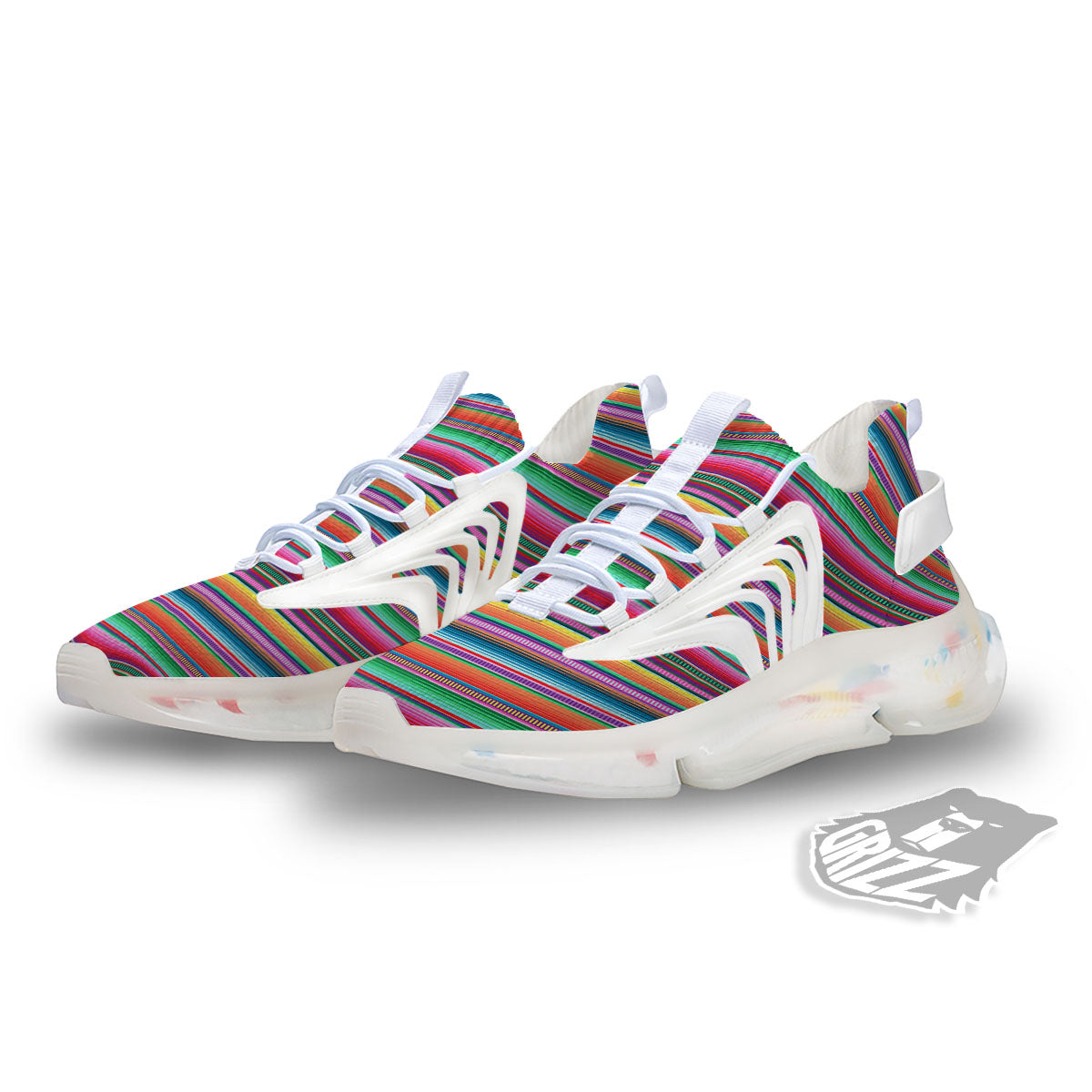 Woven Ethnic Mexican Print Pattern White Gym Shoes-grizzshop