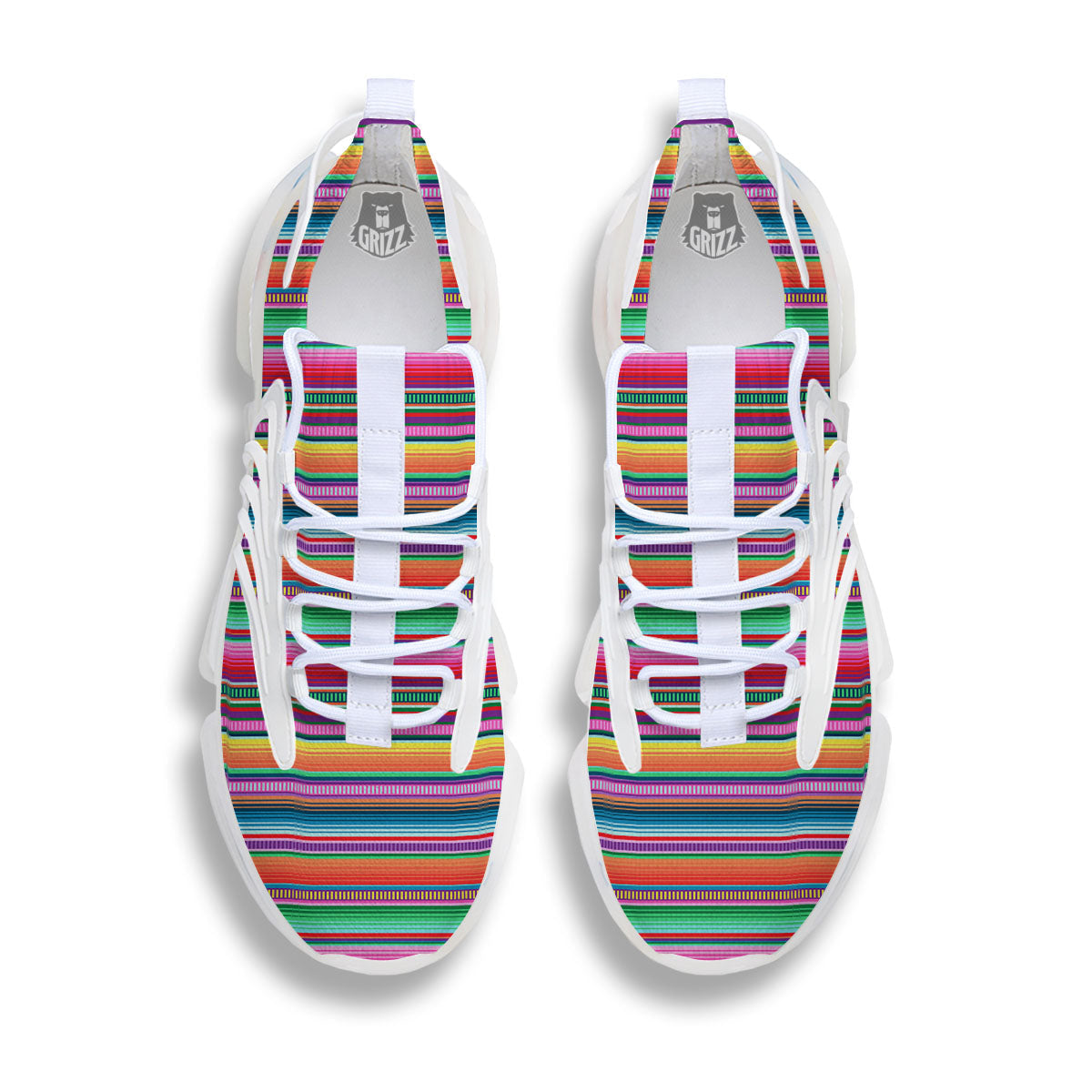 Woven Ethnic Mexican Print Pattern White Gym Shoes-grizzshop