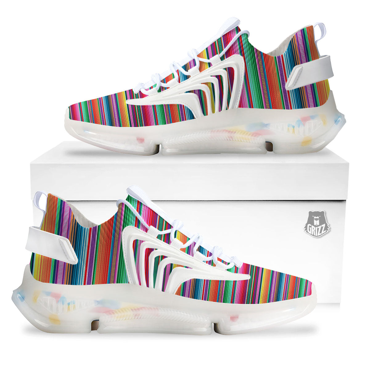 Woven Ethnic Mexican Print Pattern White Gym Shoes-grizzshop