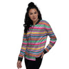 Woven Ethnic Mexican Print Pattern Women's Bomber Jacket-grizzshop