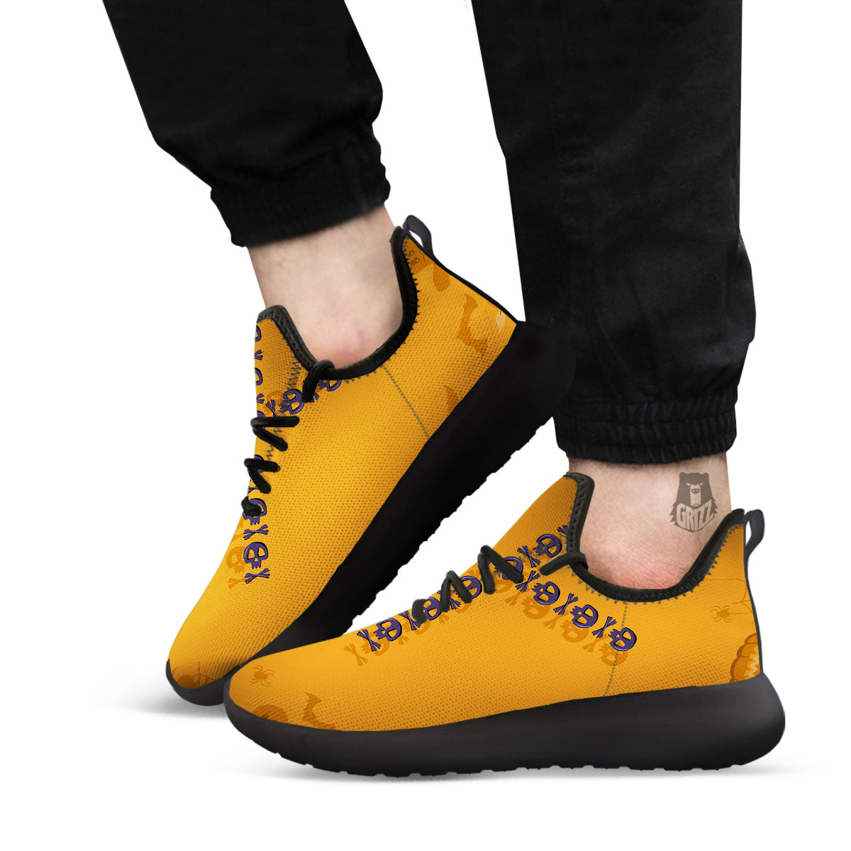 X Halloween Print Black Athletic Shoes-grizzshop