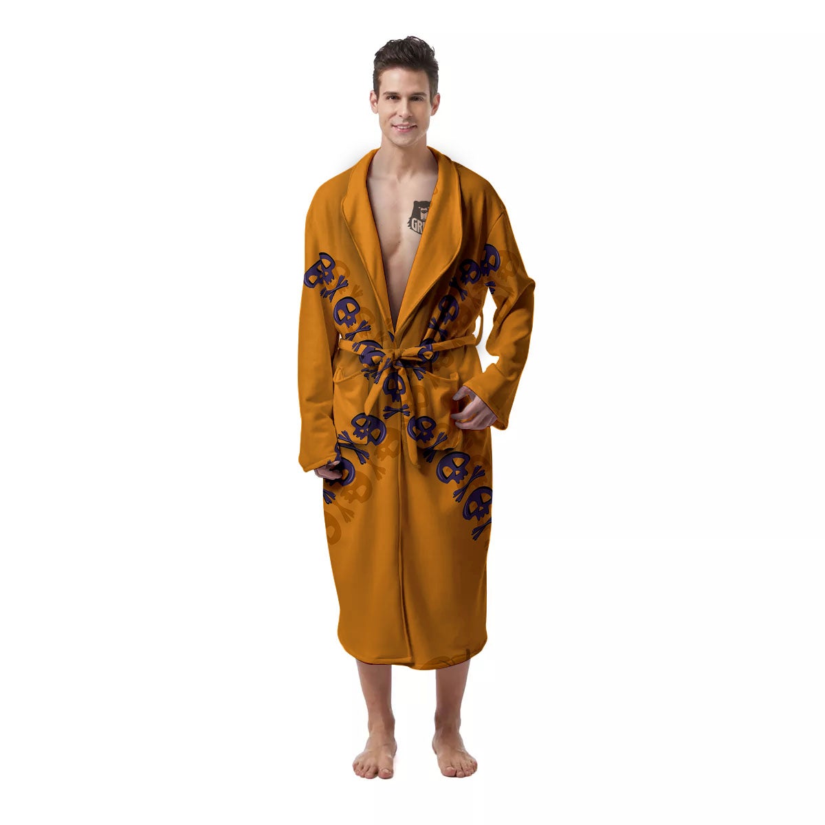 X Halloween Print Men's Robe-grizzshop