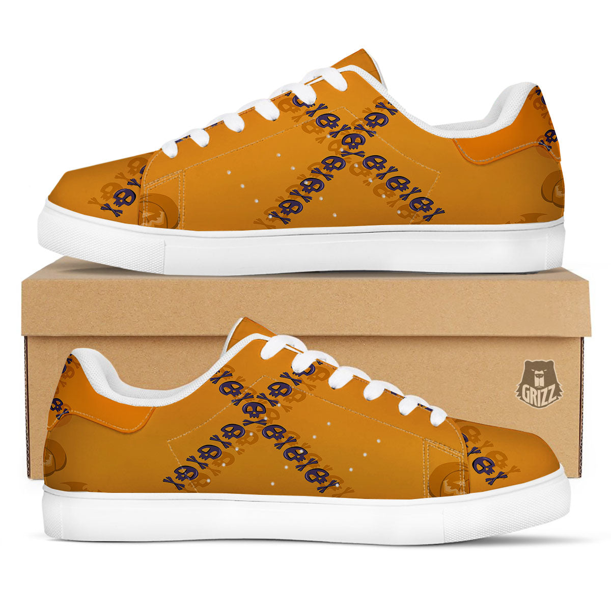X Halloween Print White Low Top Sneakers-grizzshop