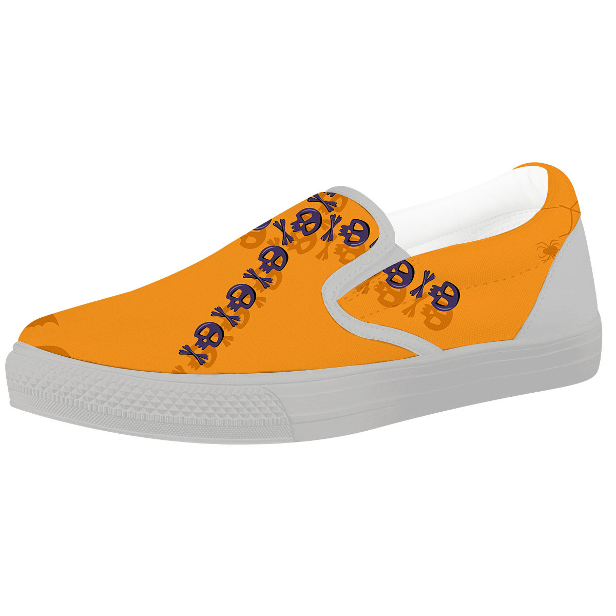X Halloween Print White Slip On Shoes-grizzshop
