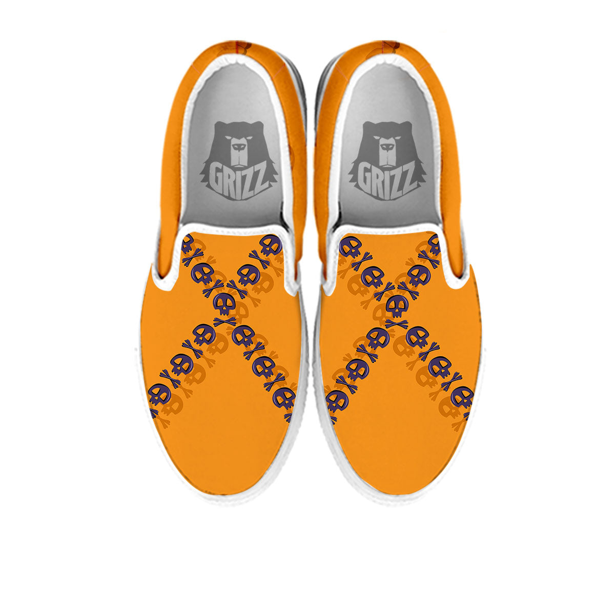 X Halloween Print White Slip On Shoes-grizzshop