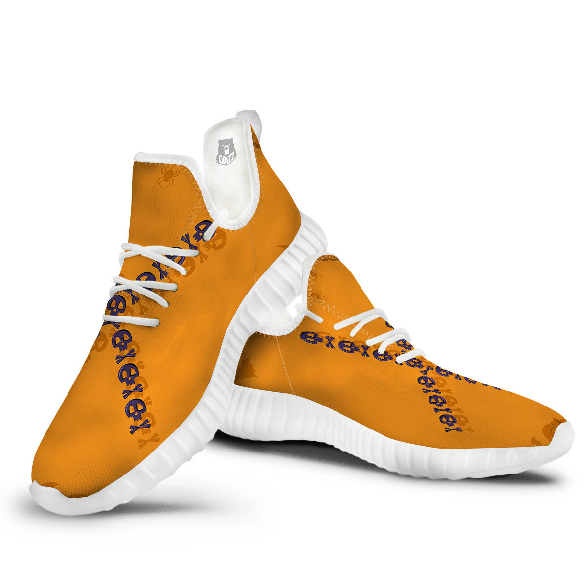 X Halloween Print White Walking Shoes-grizzshop