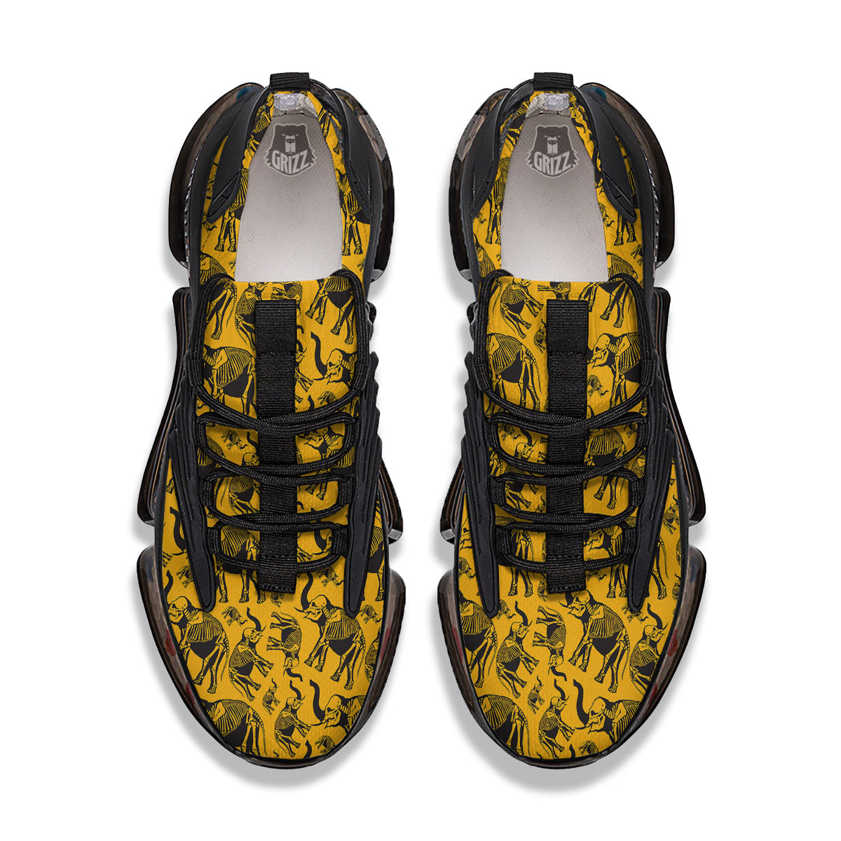 X-Ray Elephant Skeleton Print Pattern Black Gym Shoes-grizzshop