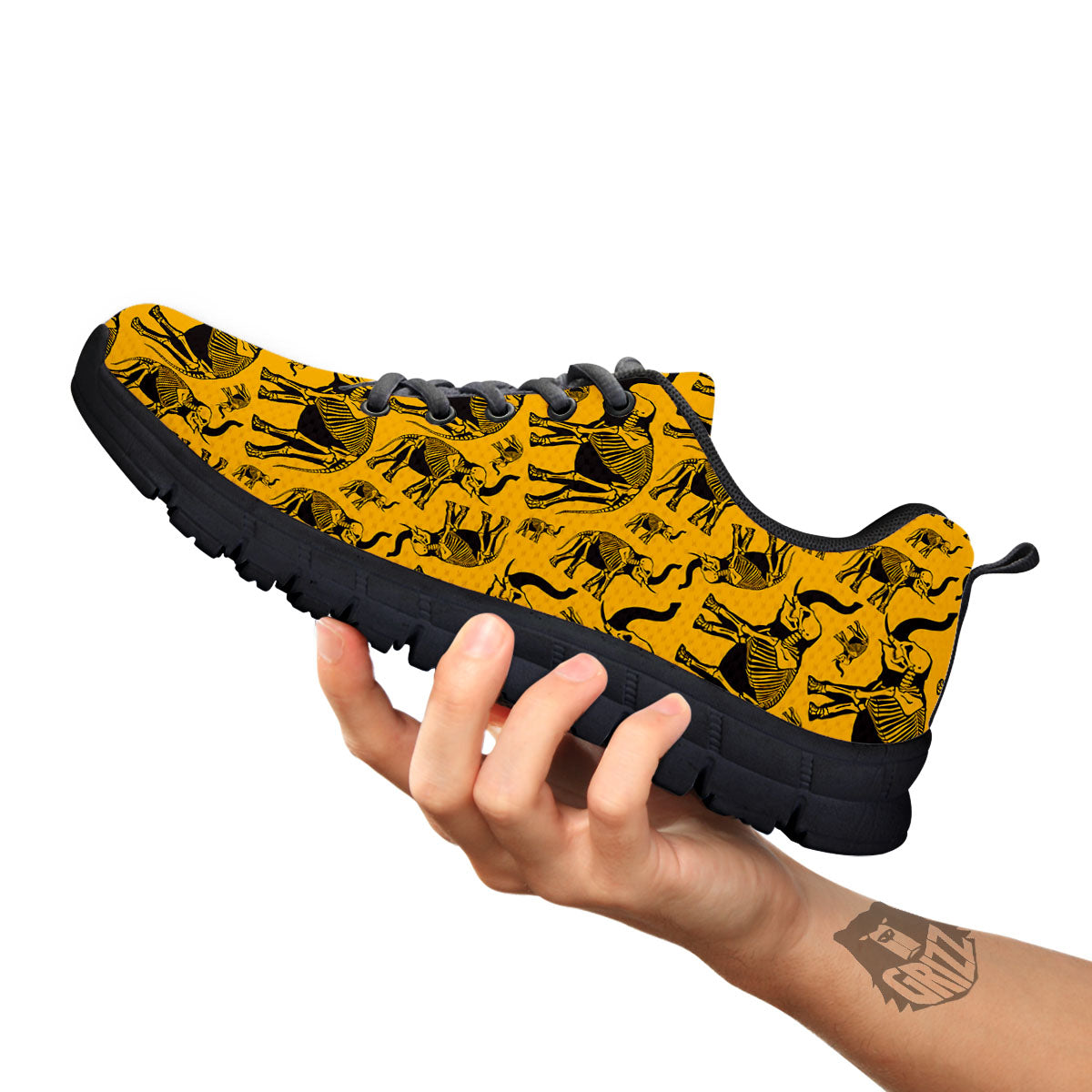 X-Ray Elephant Skeleton Print Pattern Black Sneaker-grizzshop