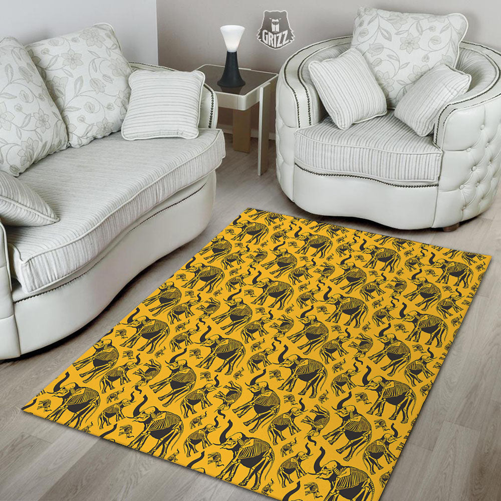 X-Ray Elephant Skeleton Print Pattern Floor Mat-grizzshop