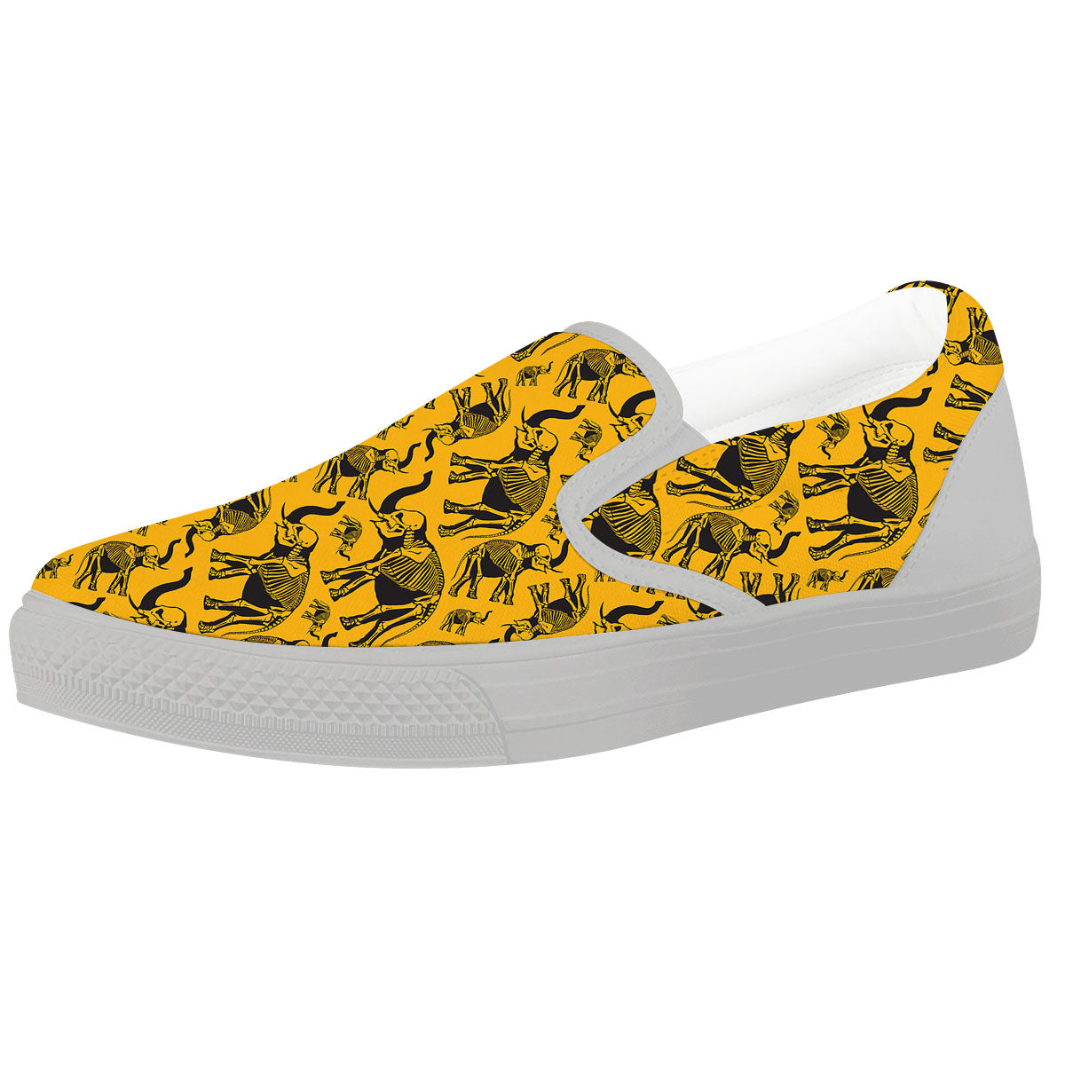 X-Ray Elephant Skeleton Print Pattern White Slip On Shoes-grizzshop