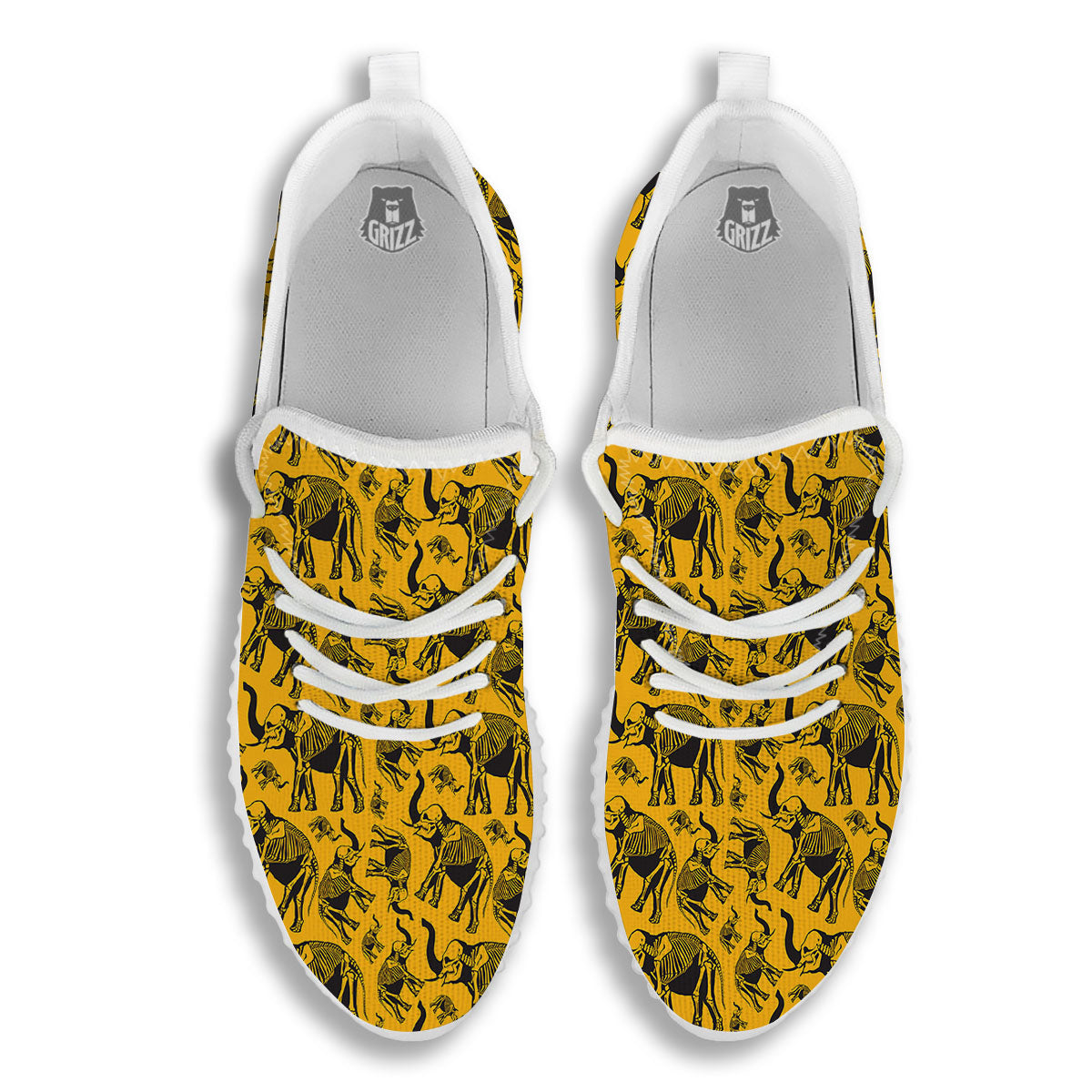 X-Ray Elephant Skeleton Print Pattern White Walking Shoes-grizzshop