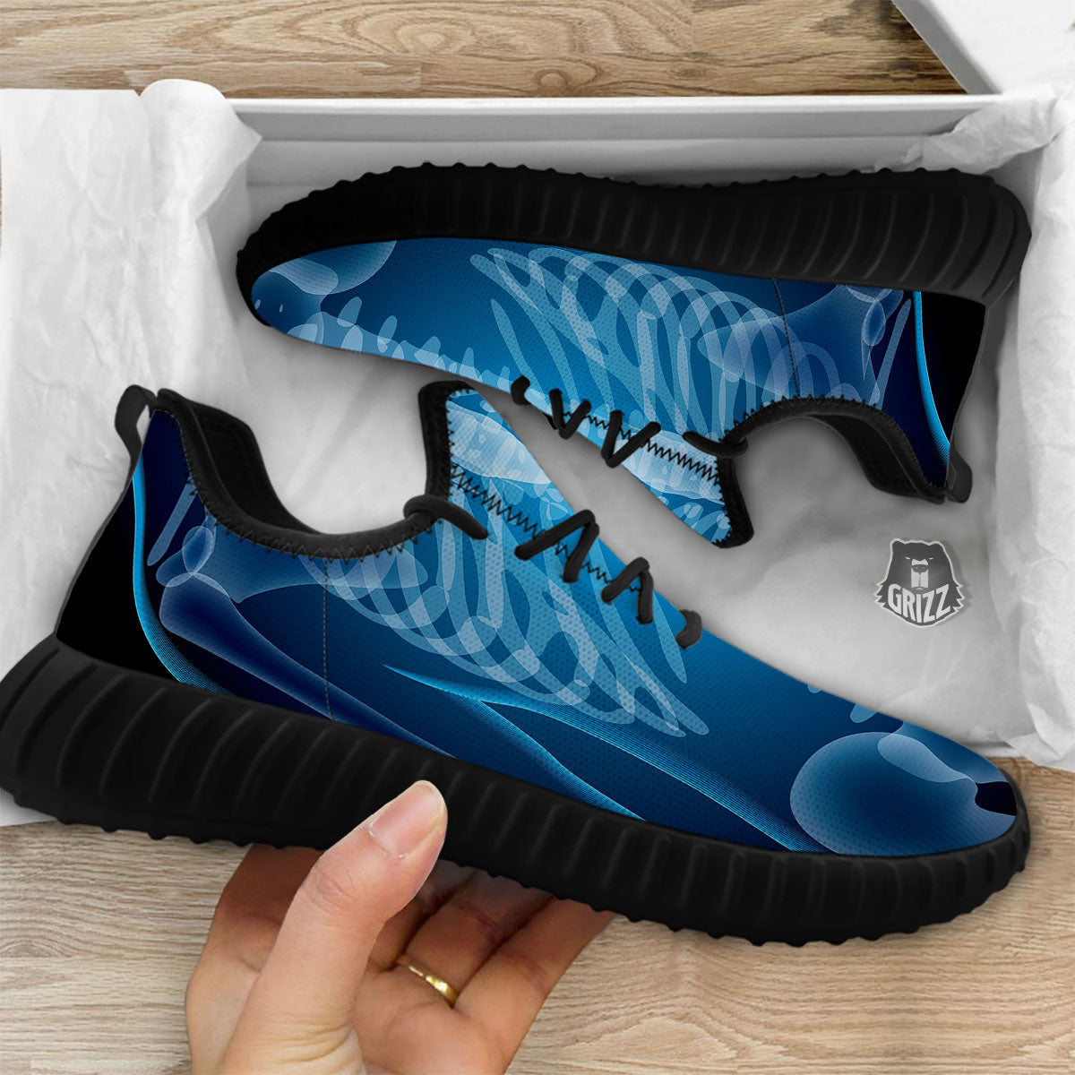 X-Ray Film Radiologist Print Black Walking Shoes-grizzshop