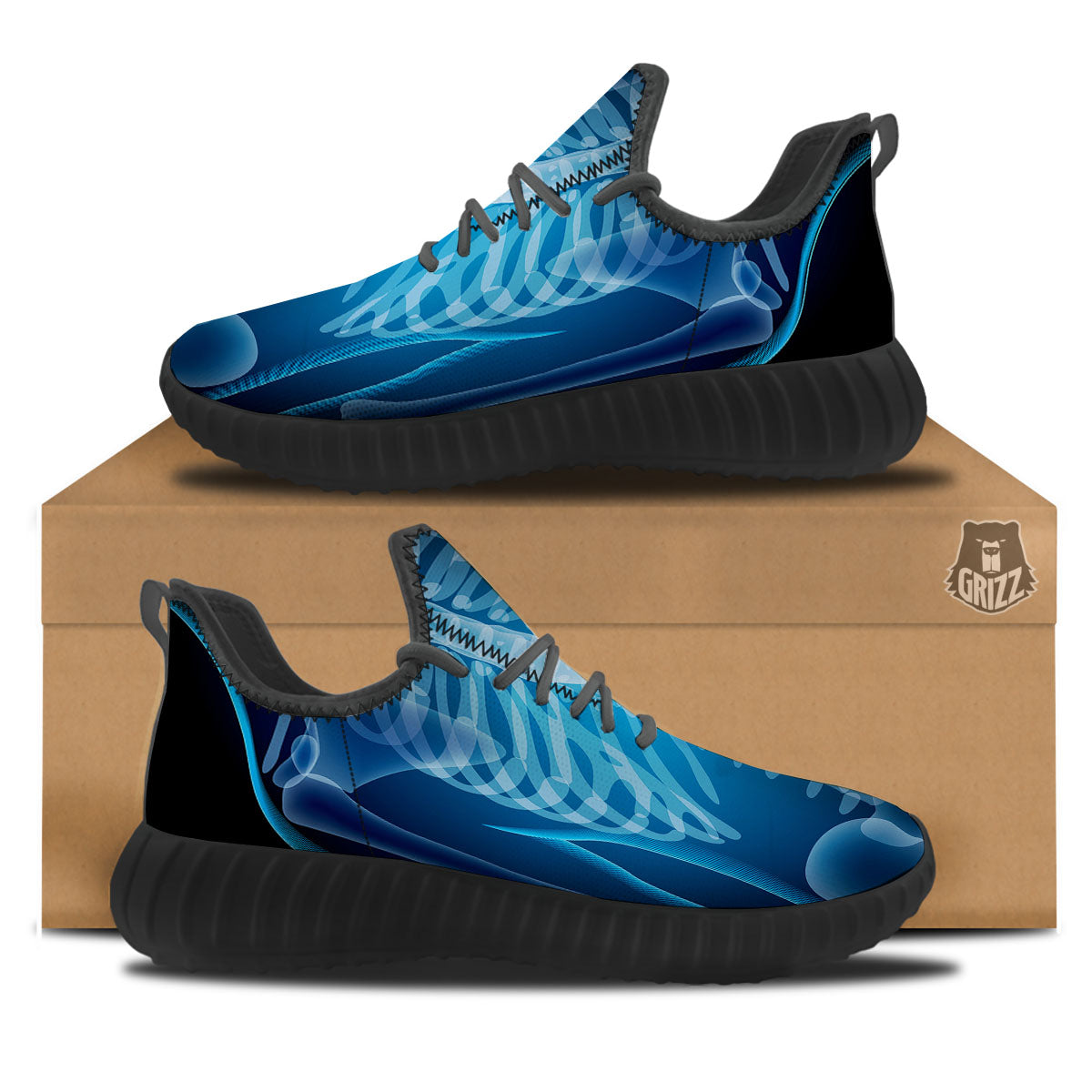 X-Ray Film Radiologist Print Black Walking Shoes-grizzshop