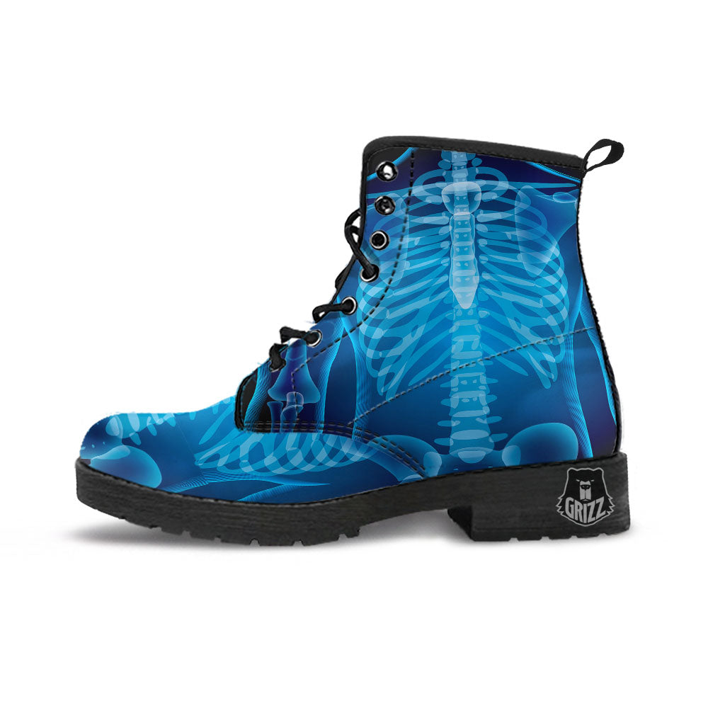 X-Ray Film Radiologist Print Leather Boots-grizzshop