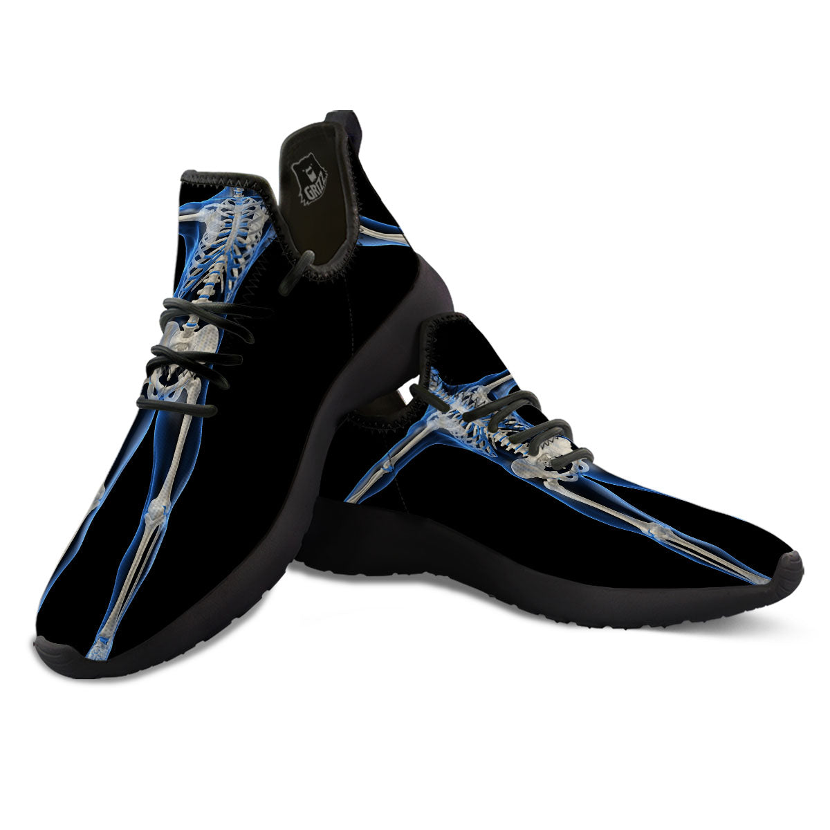 X-Ray Human Skeleton Print Black Athletic Shoes-grizzshop