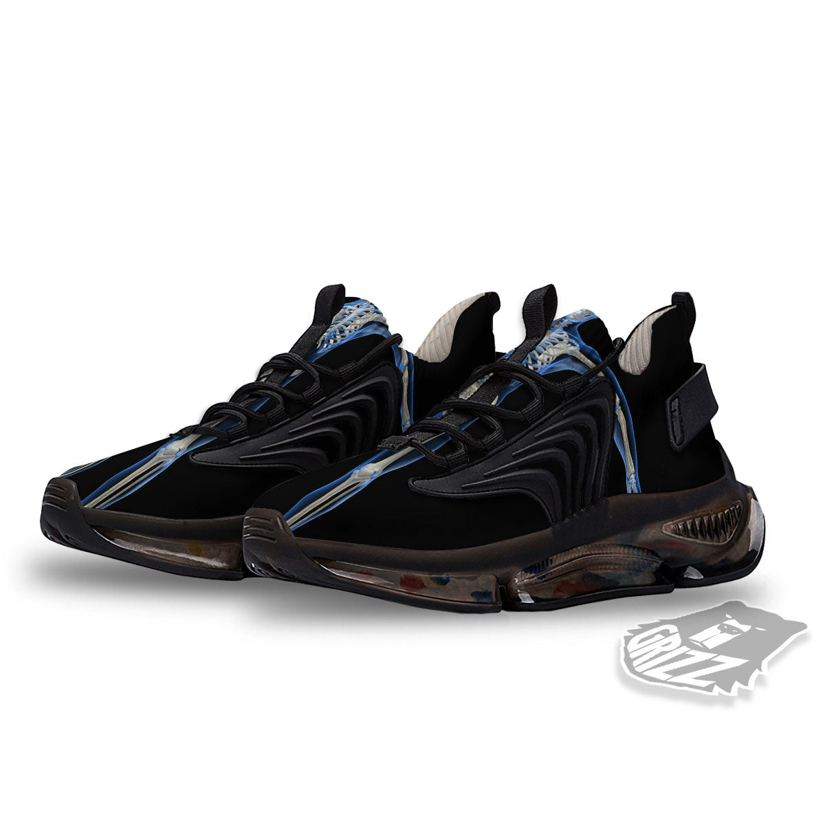 X-Ray Human Skeleton Print Black Gym Shoes-grizzshop