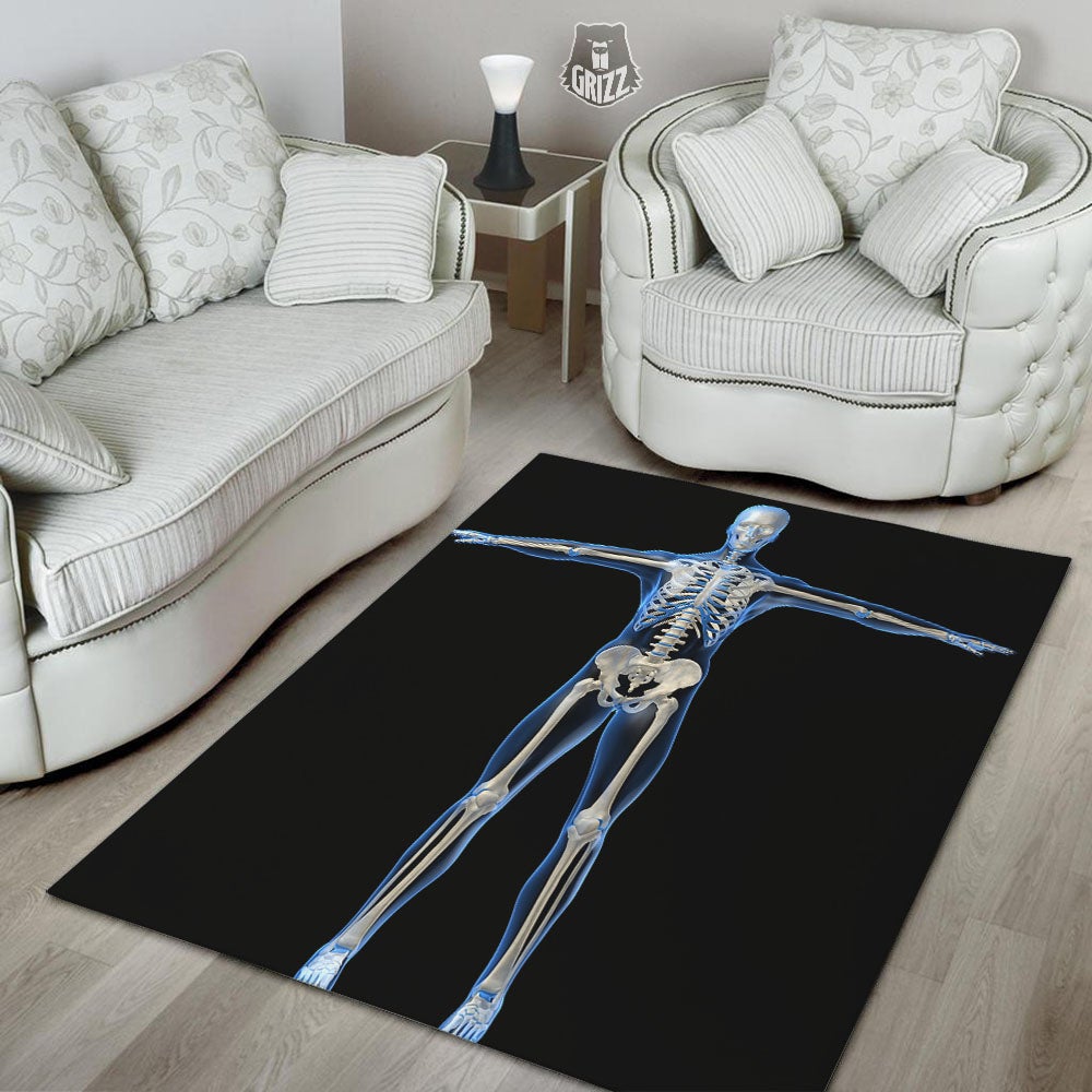 X-Ray Human Skeleton Print Floor Mat-grizzshop