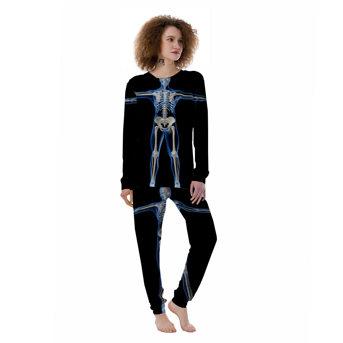 X-Ray Human Skeleton Print Women's Pajamas-grizzshop