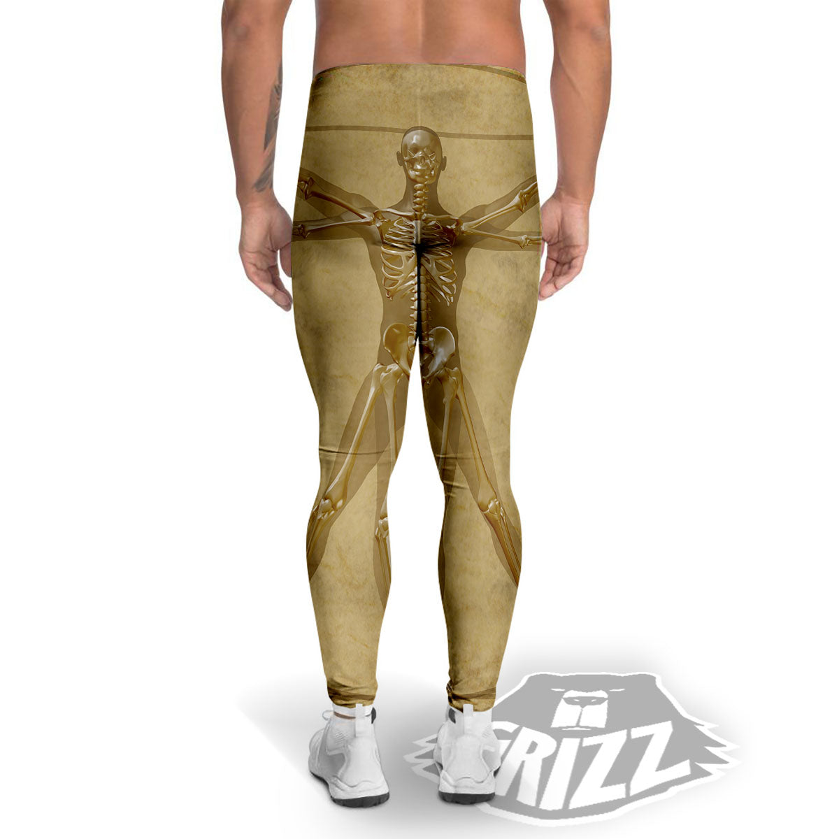 X-Ray Vitruvian Man Print Men's Leggings-grizzshop