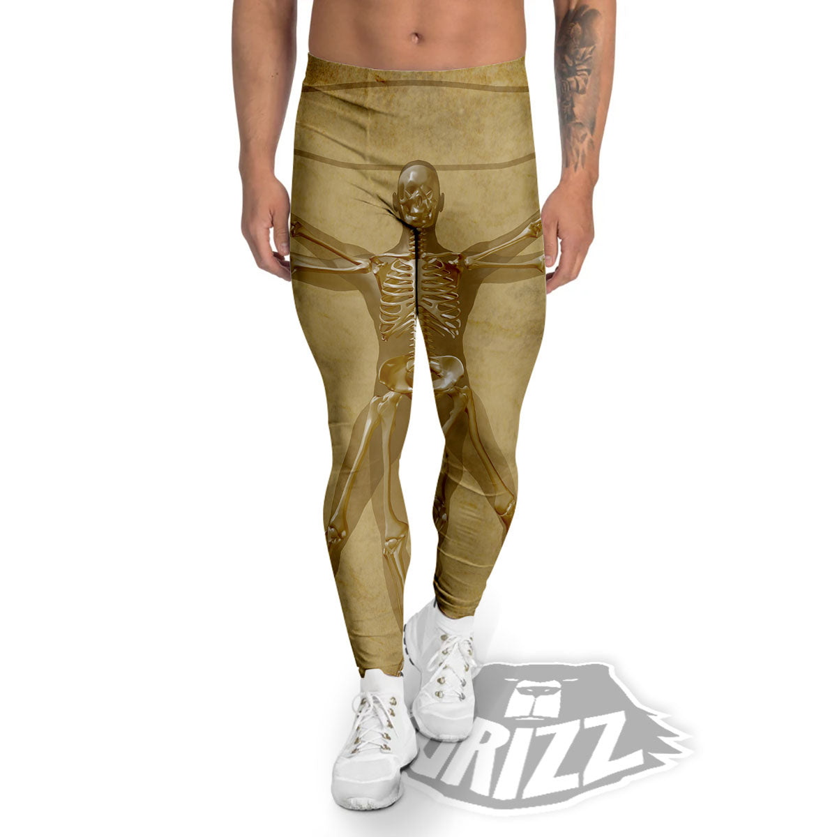 X-Ray Vitruvian Man Print Men's Leggings-grizzshop