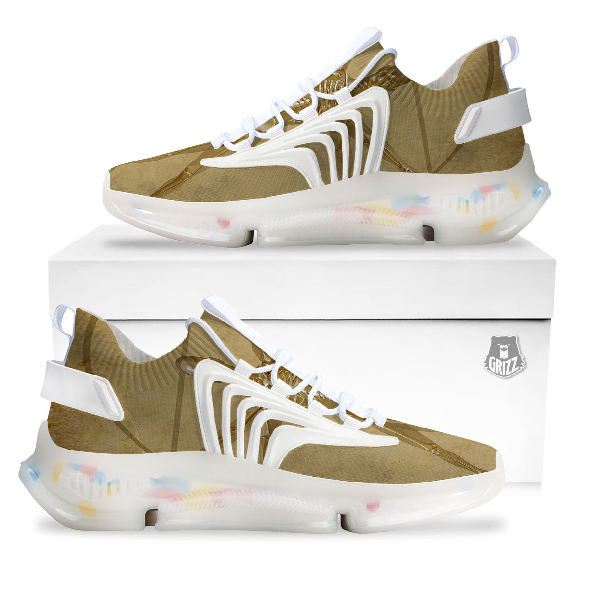 X-Ray Vitruvian Man Print White Gym Shoes-grizzshop